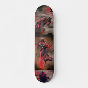 Skateboard Ninja rouge mort graphique art abstrait