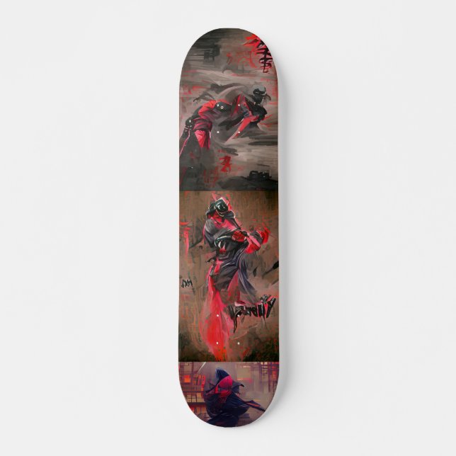 Skateboard Ninja rouge mort graphique art abstrait (Devant)