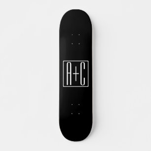 Skateboard Noir & Blanc   Initiales de couple