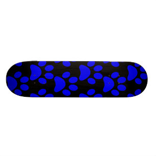 Skateboard Noir bleu d'empreintes de pattes mignons de chiot