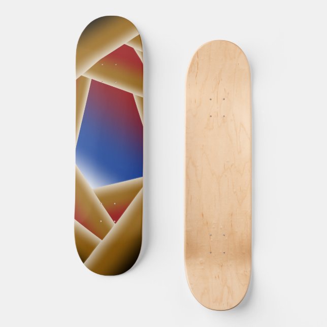 Skateboard Noir Bleu Rouge Or Ombre Abyss Art Abstrait (Recto)