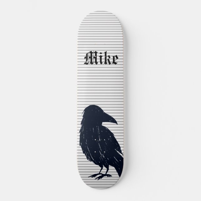 Skateboard Noir Crow Silhouette Patinage Personnalisé Deck (Recto)