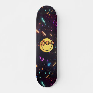 Skateboard Noir lisse avec Neon Sprinkes Vibes Rave Party