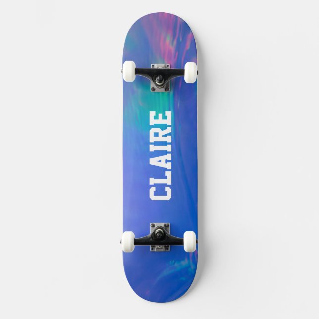 Skateboard Nom Collectable Holographique Cool Bleu (Recto)