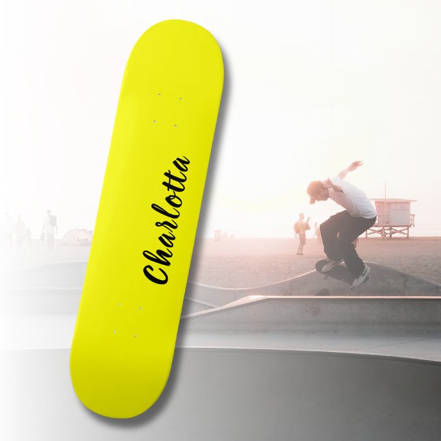 Skateboard Nom de personnalisation noir | Couleur jaune néon (Créateur téléchargé)