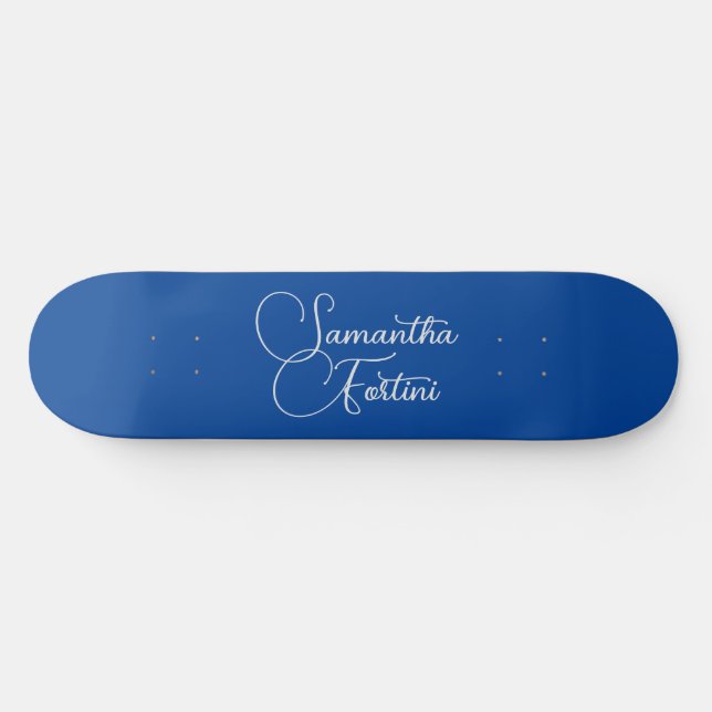 Skateboard Nom d'écriture minimaliste professionnelle bleu (Horz)