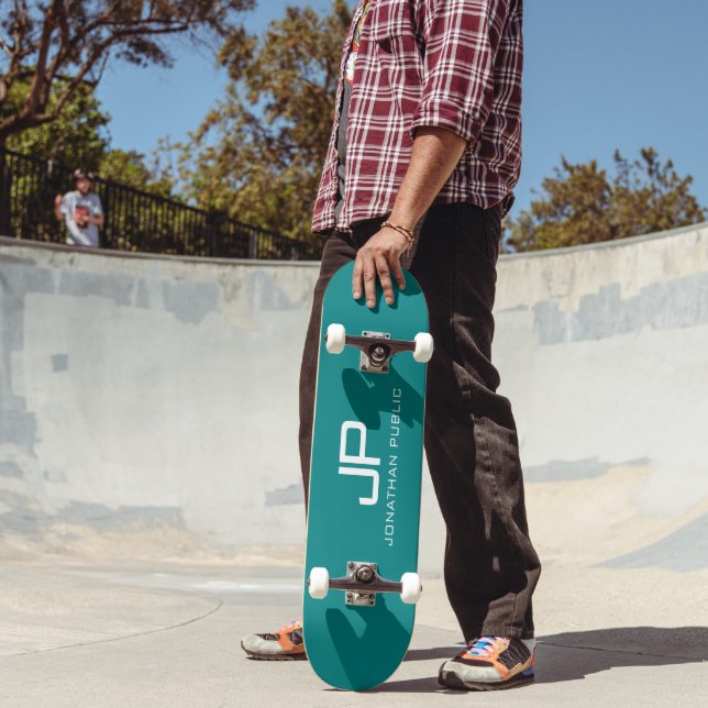 Skateboard Nom du monogramme couleur personnalisable Modèle T (Extérieur 2)
