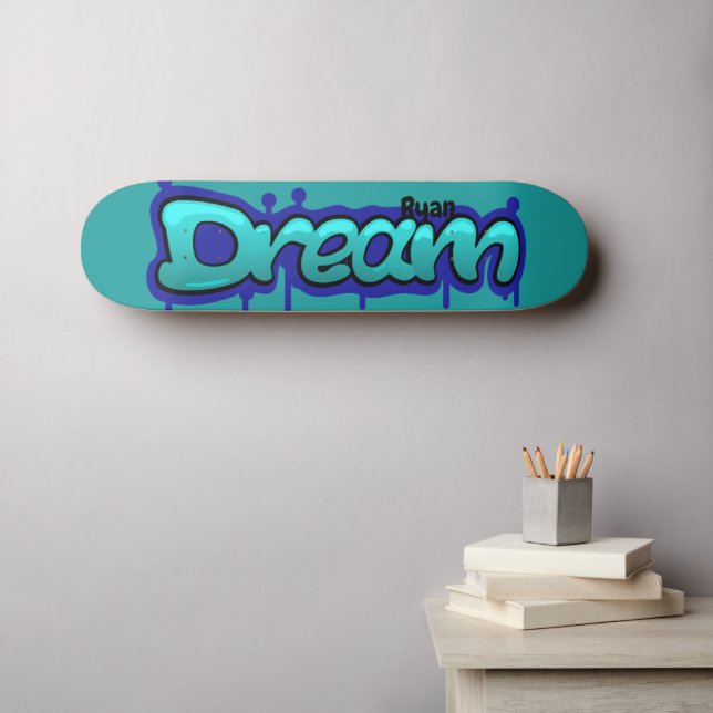 Skateboard nom du style de graffité rêve bleu (Art mural (Horz))