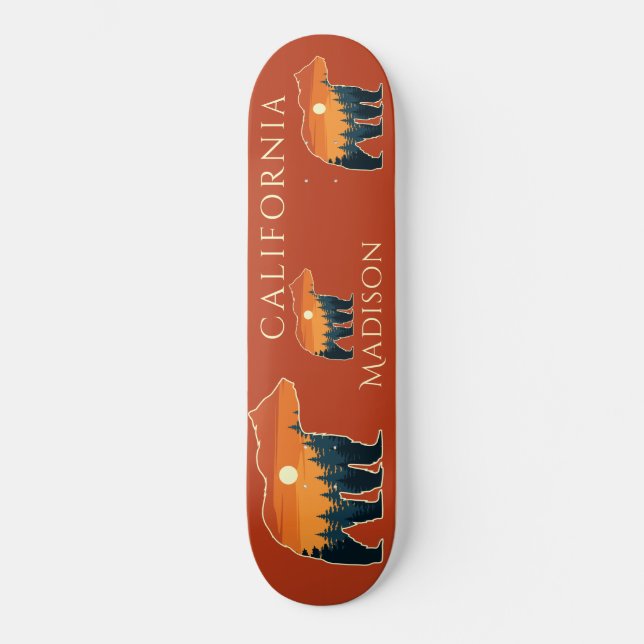 Skateboard Nom et texte personnalisés Forêt d'ours (Recto)