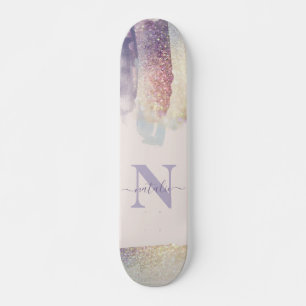 Skateboard Nom initial étincelant de la parties scintillant