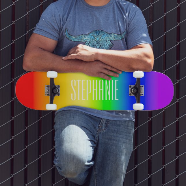 Skateboard Nom LGBT Rainbow Pride Ombre Gradient Stripes (Extérieur 3)