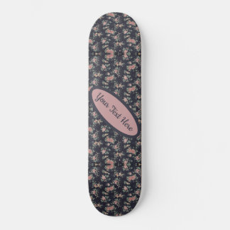 Skateboard Nom personnalisable Texte Rose floral