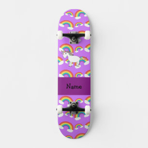 Skateboard Nom personnalisé arc-en-ciel unicorne pourpre arc-