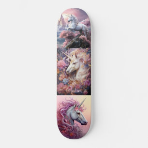 Skateboard Nom personnalisé Belles licornes