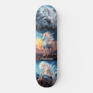Skateboard Nom personnalisé Belles licornes