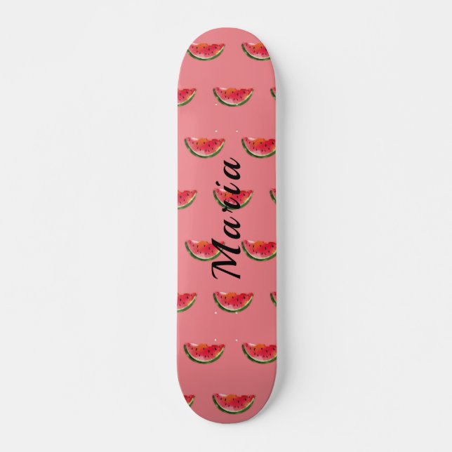 Skateboard Nom personnalisé de la pastèque mignonne (Devant)