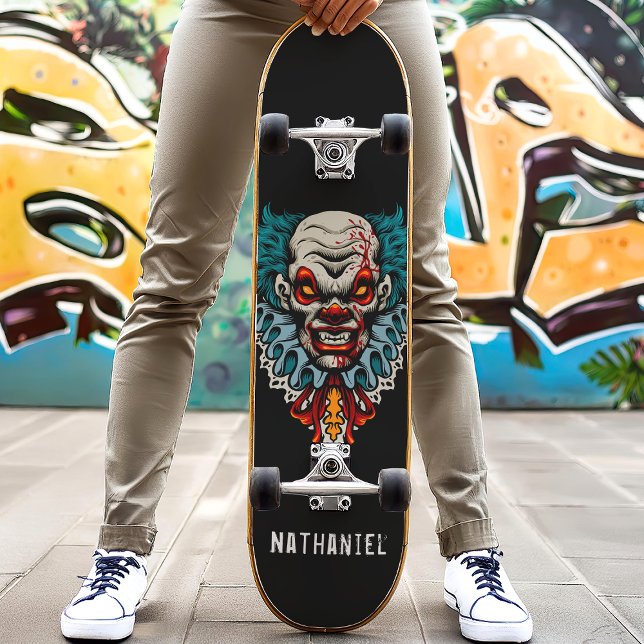 Skateboard Nom personnalisé du clown d'effroi (Créateur téléchargé)