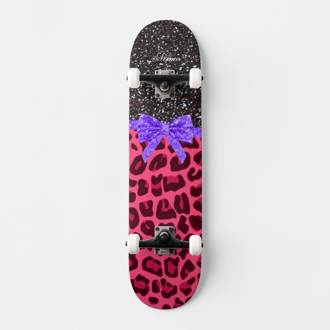 Skateboard Nom personnalisé parties scintillant gris foncé ar (Recto)
