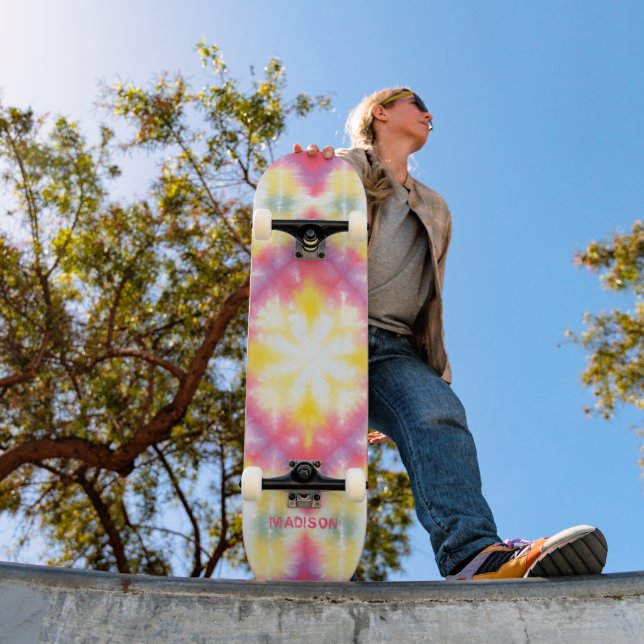 Skateboard Nom personnalisé personnalisé Retro Girly Tie Dye (Extérieur 1)