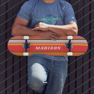 Skateboard Nom personnalisé rayures modernes Cool
