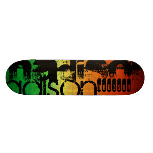 Skateboard Nom personnalisé sur Neon Orange Jaune & Vert