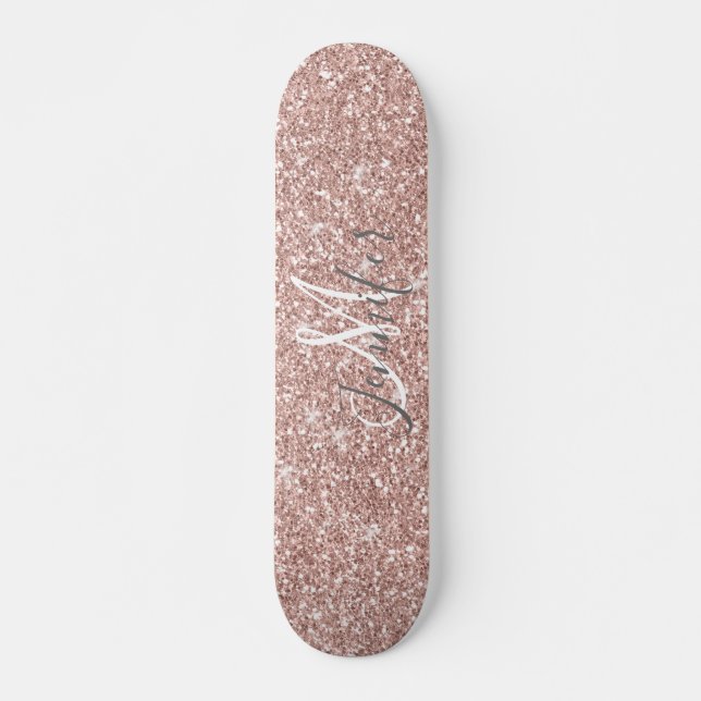 Skateboard Nom rose Girly fait sur commande de monogramme de (Devant)