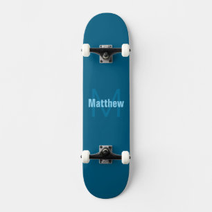 Skateboard Nom simple en gras personnalisable en monogramme