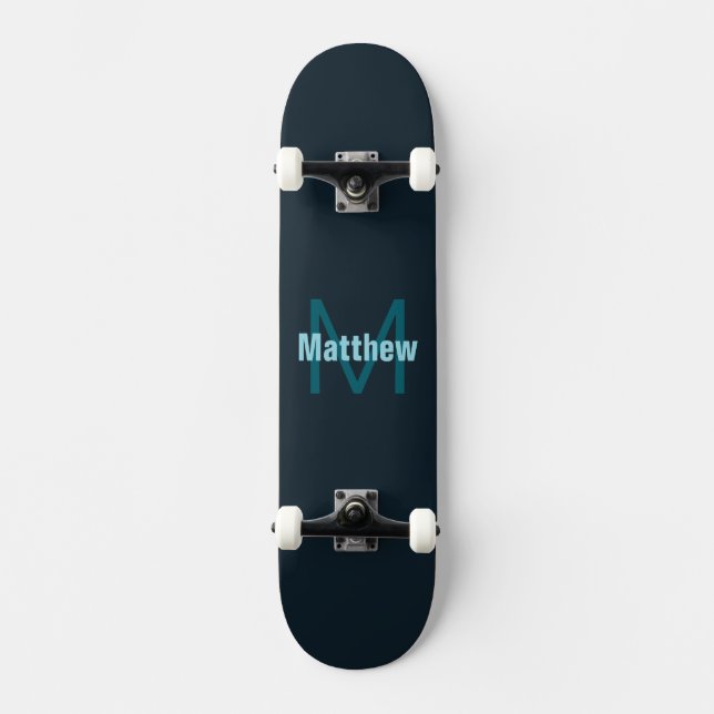 Skateboard Nom simple en gras personnalisable en monogramme (Recto)