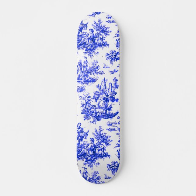 Skateboard NOMADESAUSTRALIENS bleu toile de Jouy (Devant)
