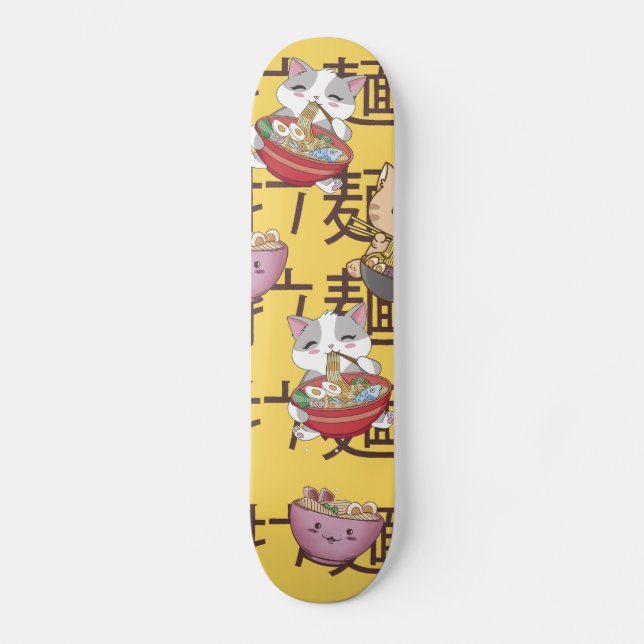 Skateboard Noodles ramen japonais Kawaii Anime Cat (Recto)