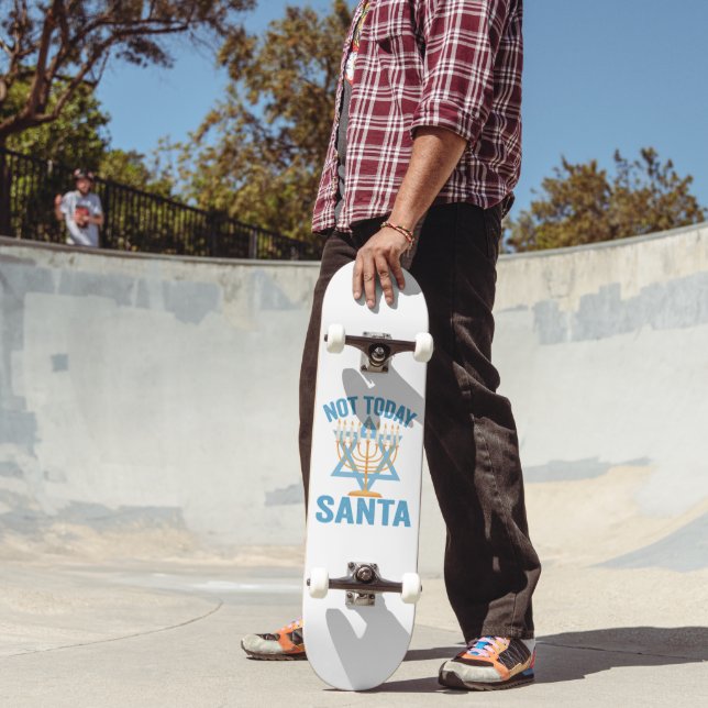 Skateboard Not Today Santa Jewish Hanukkah Holiday Menorah (Extérieur 2)