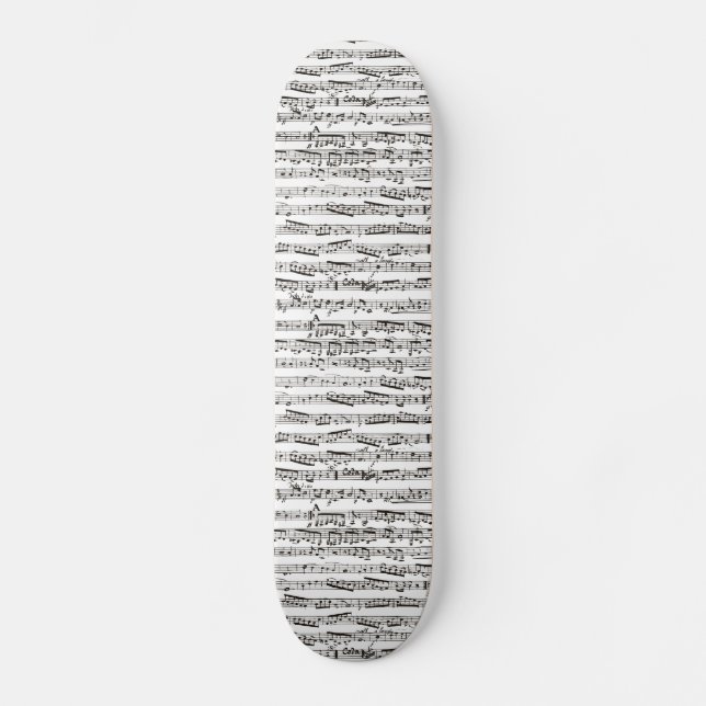 Skateboard Notes musicales en noir et blanc (Recto)