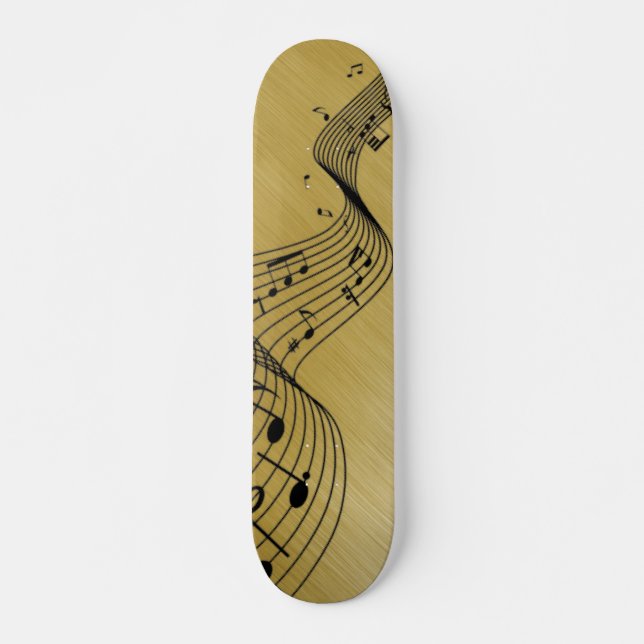 Skateboard Notes musicales Or brossé (Devant)