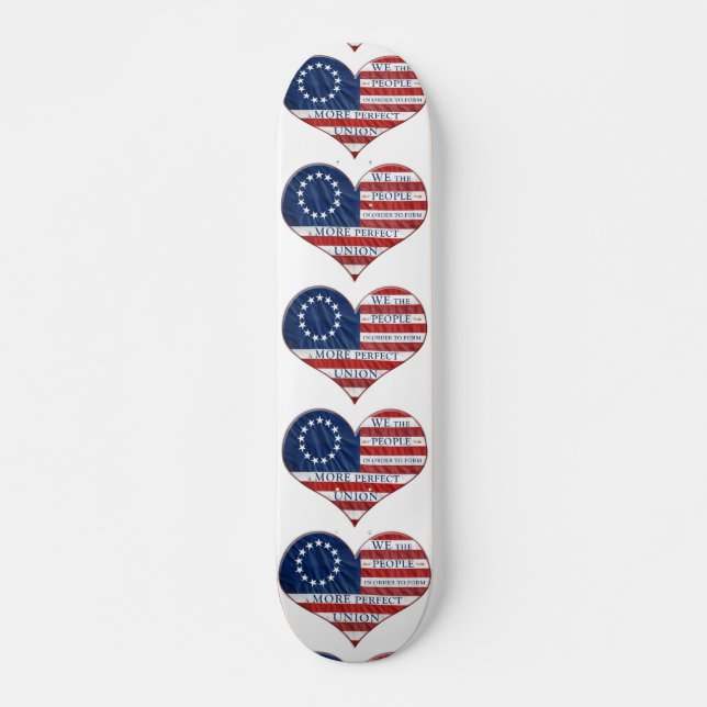 Skateboard Nous Le Peuple Le Coeur Du Drapeau Américain (Devant)