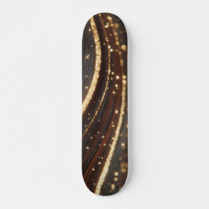 Skateboard Noyer foncé Grain en bois avec des rivières en or
