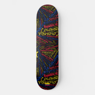 Skateboard Nuage de mots de la fierté nationale colombienne