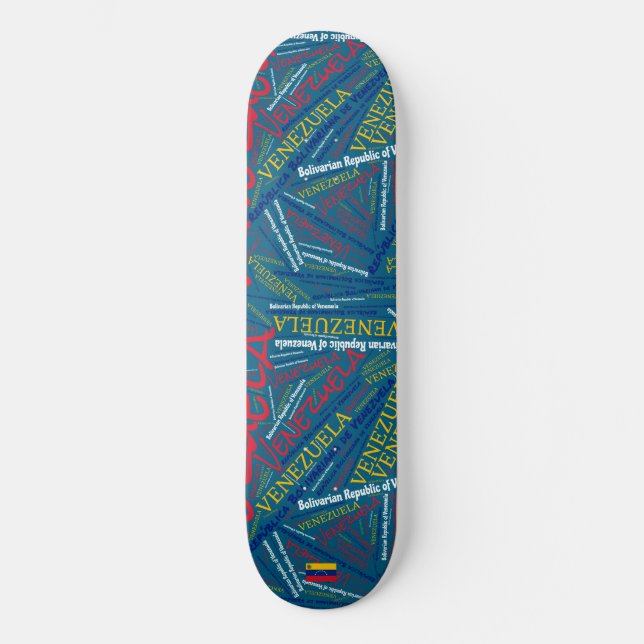 Skateboard Nuage de mots de la fierté nationale vénézuélienne (Recto)