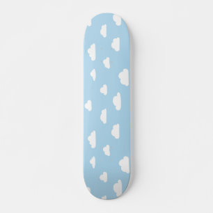 Skateboard Nuages de dessin blanc sur Motif Arrière - plan bl
