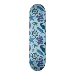Skateboard Nuances nautiques de motif bleu