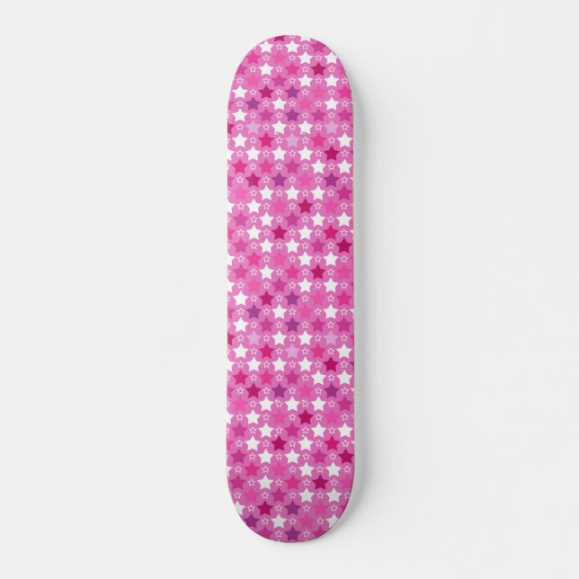 Skateboard Nuit rose vif étoile (Devant)