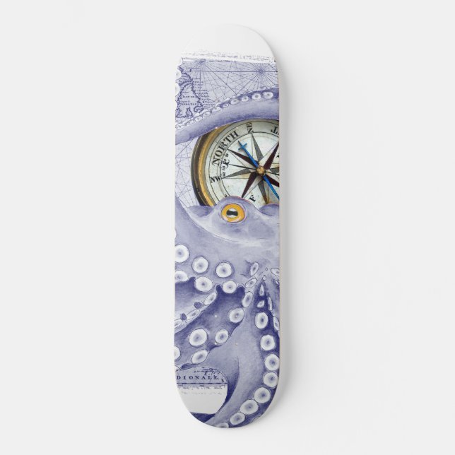 Skateboard Octopus Et Compas Violet (Recto)