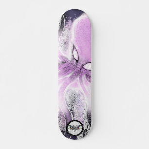 Skateboard Octopus rose violet blanc éclaboussures eau foncée