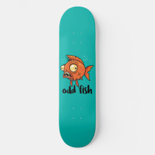 Skateboard Odd Fish Quirky Funny Orange Goldfish Cartoon