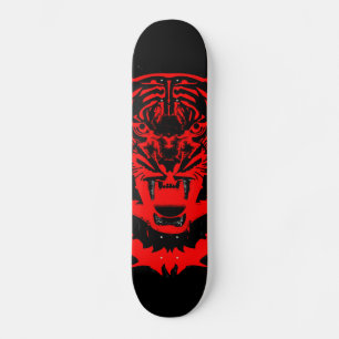 Skateboard Oeuvre de tigre narling en noir et rouge