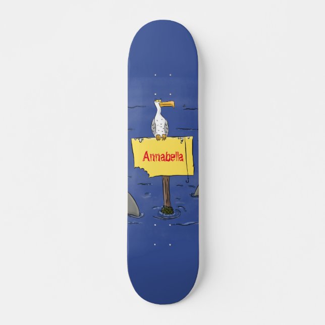 Skateboard Oiseau de mer amusant entouré de dessins animés de (Devant)
