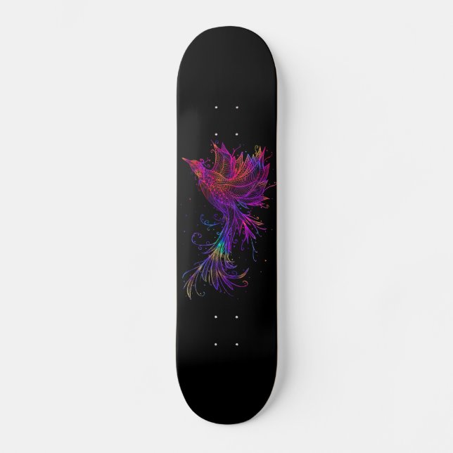 Skateboard Oiseau Phoenix arc-en-ciel (Recto)