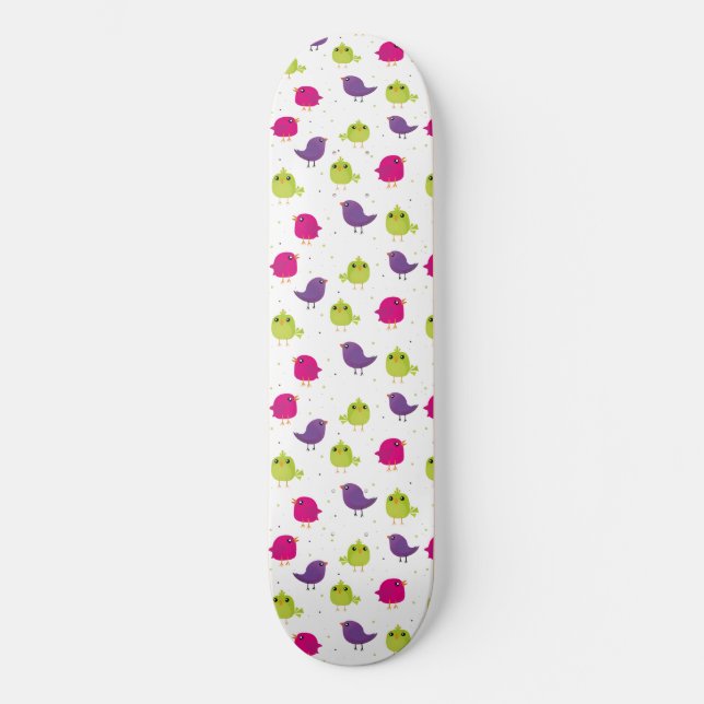 Skateboard Oiseaux colorés mignons  (Recto)