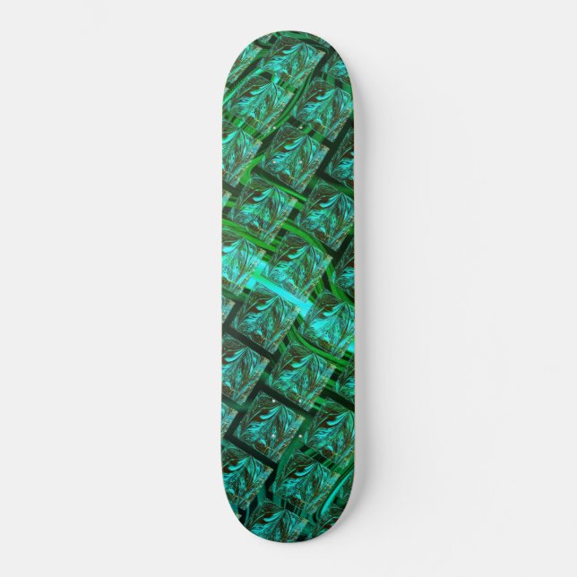Skateboard 'Olhos azuis enquadrados', imagem riscada, borrada (Recto)