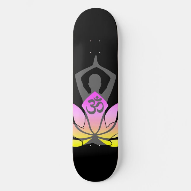 Skateboard OM Namaste Spirituelle Lotus Fleur Yoga Pose (Recto)