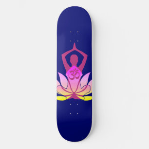 Skateboard OM Namaste Spirituelle Lotus Flower Yoga on Blue